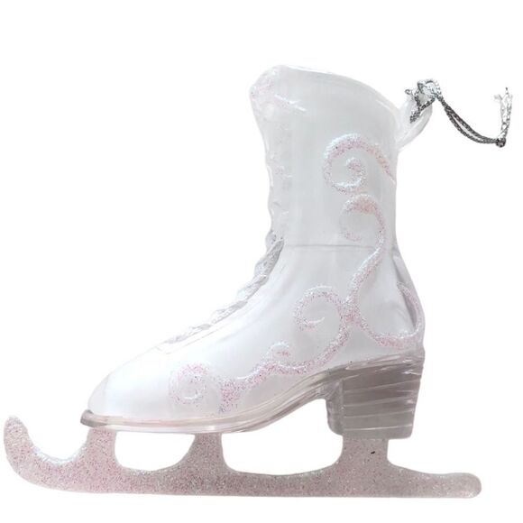 GLASS FIGURE SKATE ORNAMENT WITH SILVER GLITTER - Picture 2 of 13